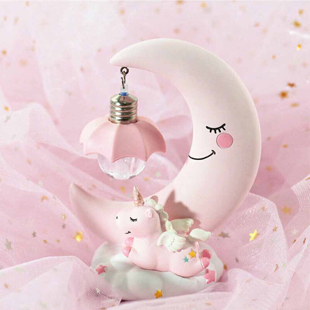 LED 3D Unicorn Bedside Desk Lamp Night Light Moon Lights Boys Girls Kids Bedroom