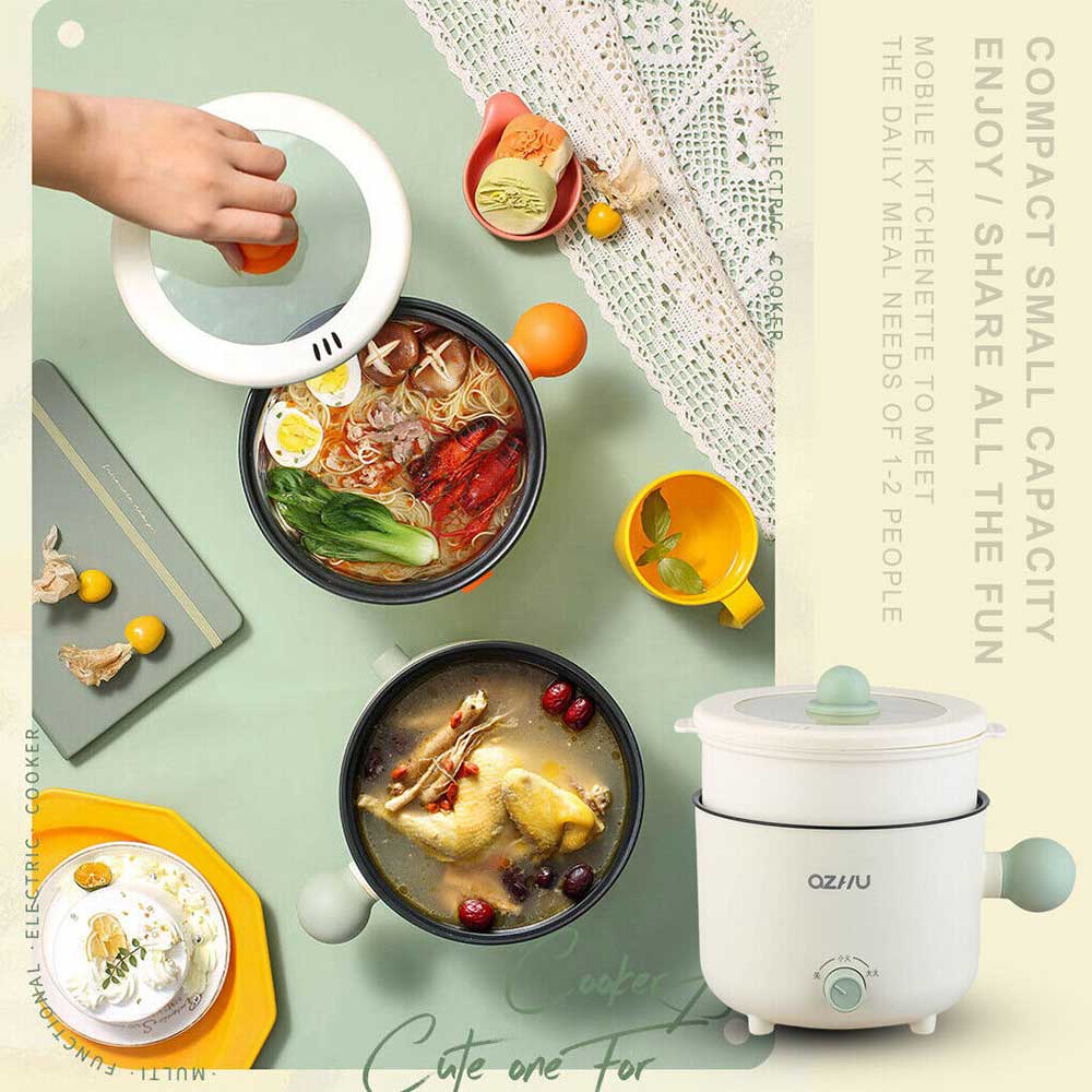 Portable Mini Electric Cooker – 1-2 Person Small Boiling & Stewing Pot for Dorm, Office & Travel
