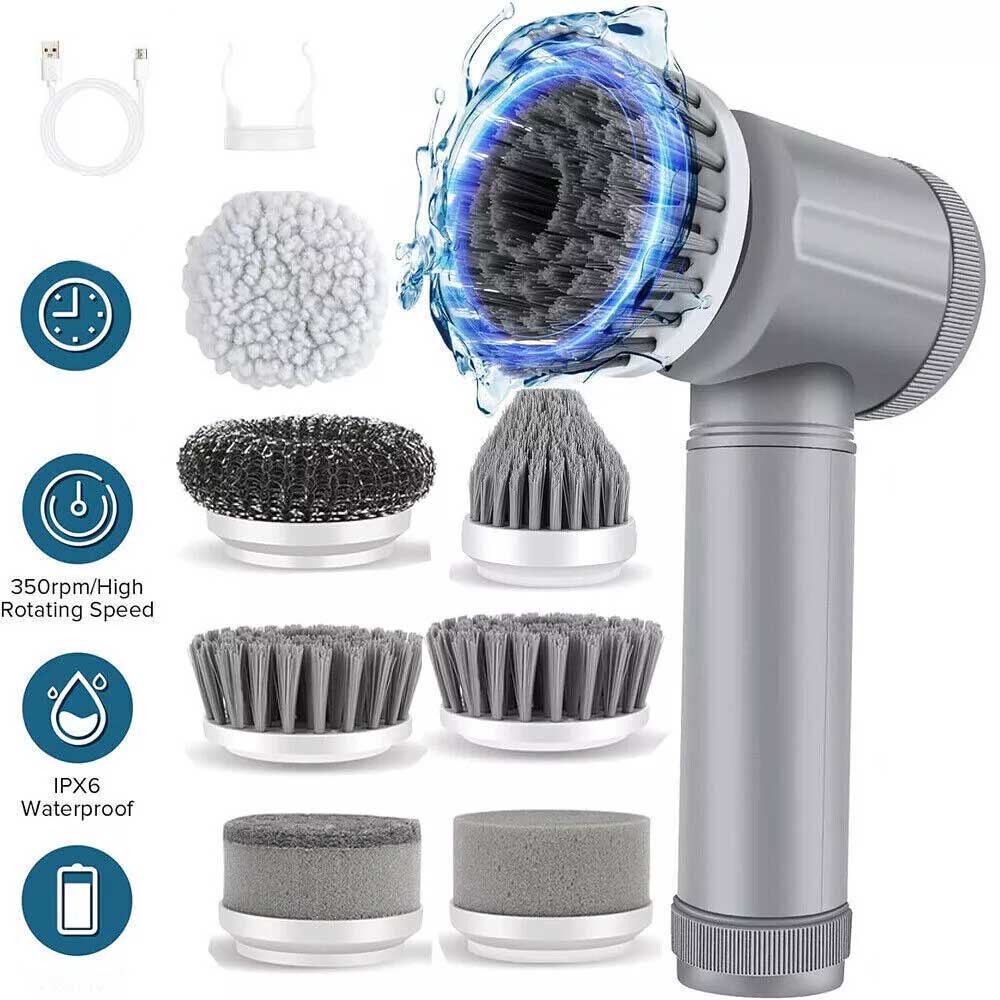 Cordless Electric Spin Scrubber - Powerful Turbo Cleaning Brush, Rechargeable Bath & Floor Scrubber
