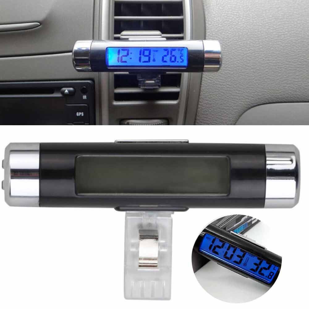 Dashboard Digital Car LCD Backlight Calendar Clock Blue Thermometer Time