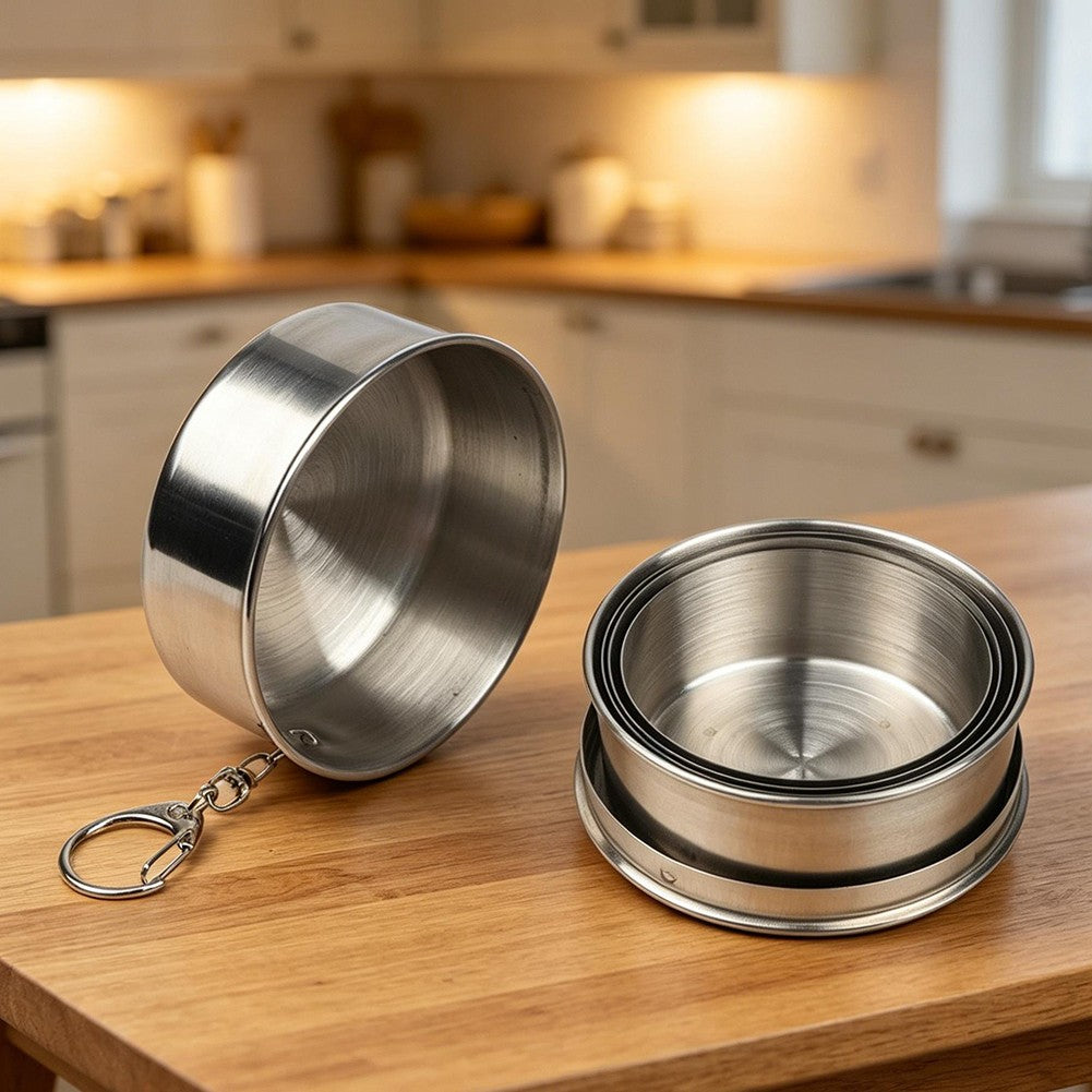 304 Stainless Folding Cup – Telescopic Mug for Campers & Hikers, Portable