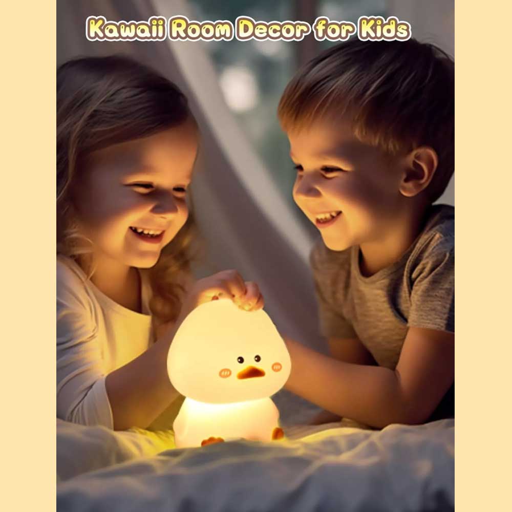 Silicone LED Night Light Duck Touch Bedside Lamp Kid Bedroom USB Rechargeable