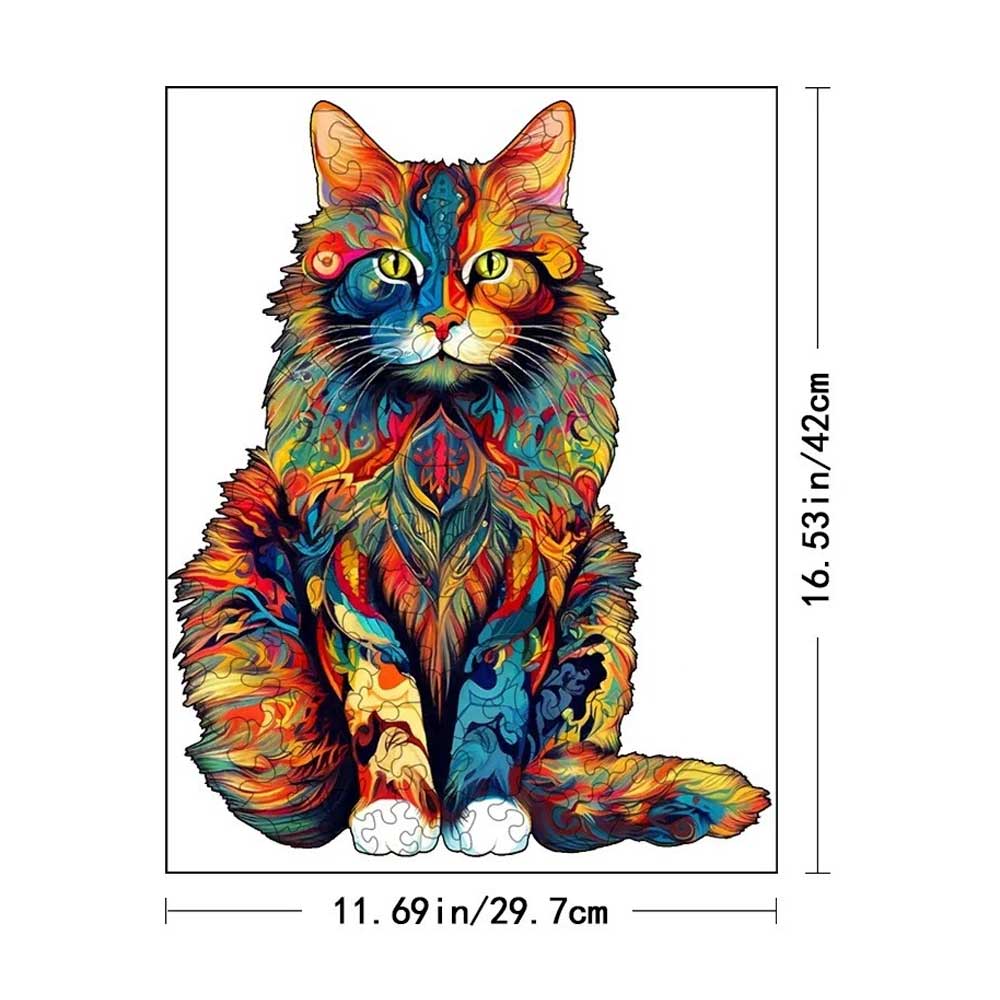 Unique Cat Pattern Wooden Jigsaw Puzzle – Artistic Irregular Shapes Home Decor & Mindful Gift