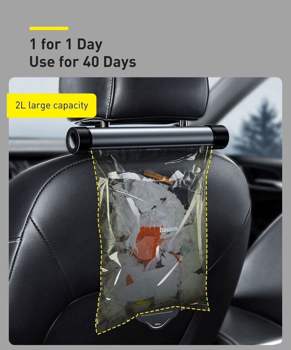 Baseus Car Trash Can Litter Bag Garbage Seat Waste Lid Bin Organizer Accessories