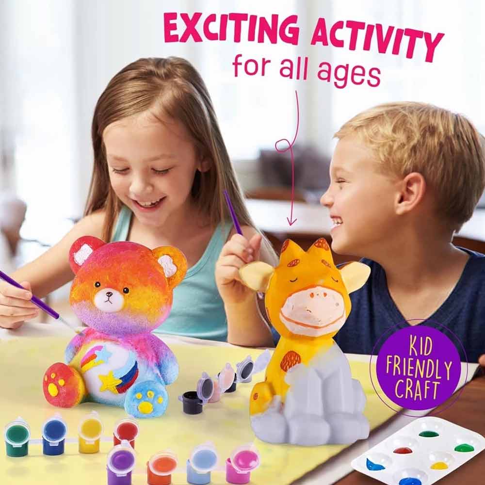Arts & Crafts Bear Lamp Kit – Paint Your Own Lamp with 12 Paints & Brushes