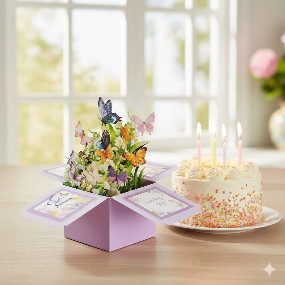 3D Pop-Up Birthday Card – Luxury Butterfly Floral Surprise for Mum, Daughter, Wife, Niece
