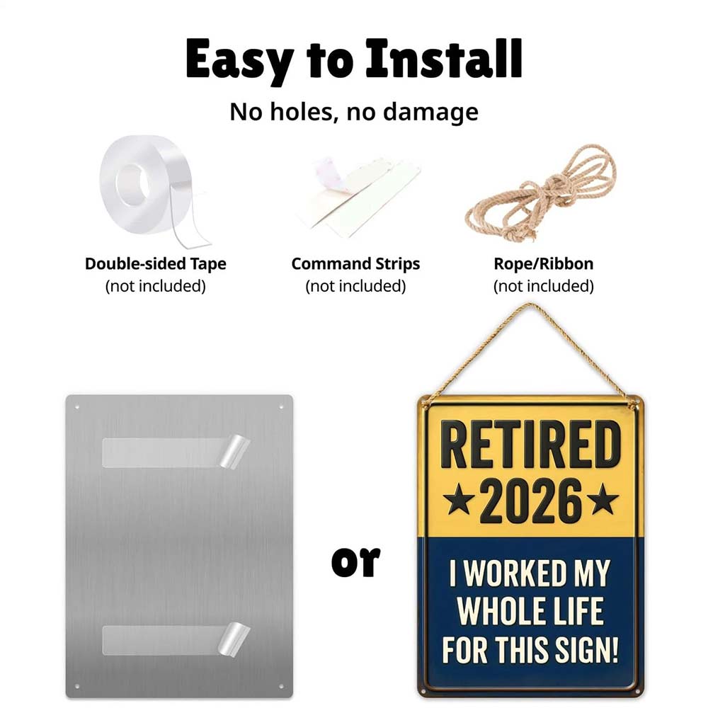 Retired 2026 Sign – Funny Retirement Gift for Men & Women, Wall Decor