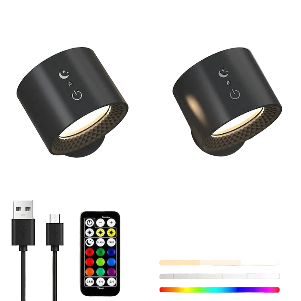 Rechargeable RGB LED Wall Sconce Lights - Magnetic Remote Night Lamp