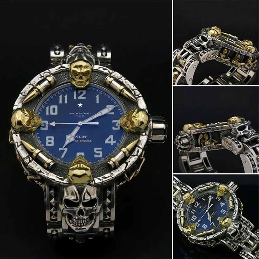 Punk Skull Watch for Men Women Cool Style Wrist Watches Gift Box