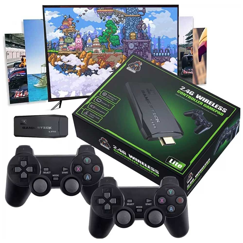 Retro Video Game 64G Stick Console - 20000+ Games 2 Wireless Controller 4K HDMI TV