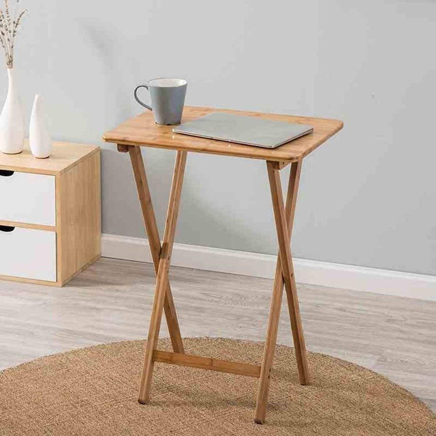 2pc Bamboo Folding Laptop Tray & Snack Table