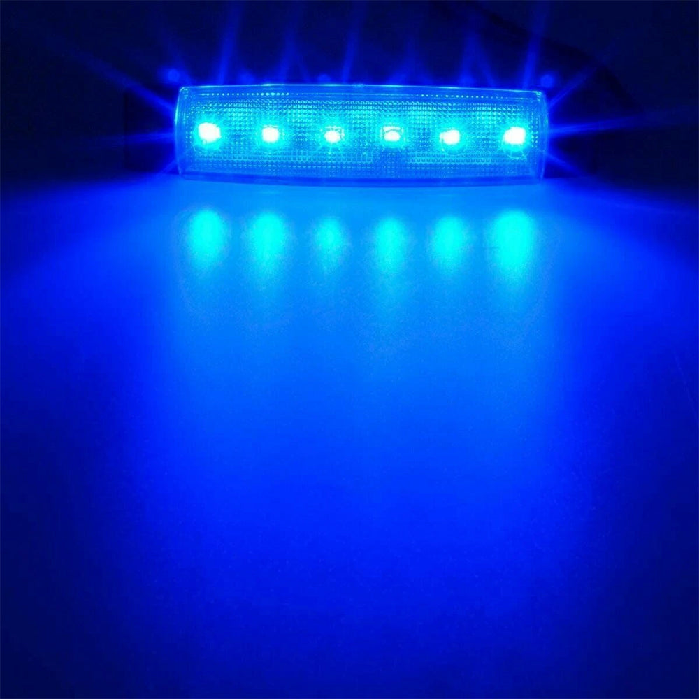 10Pcs Marine Boat 6LED Deck Courtesy Lights Waterproof Blue Stern Transom Light