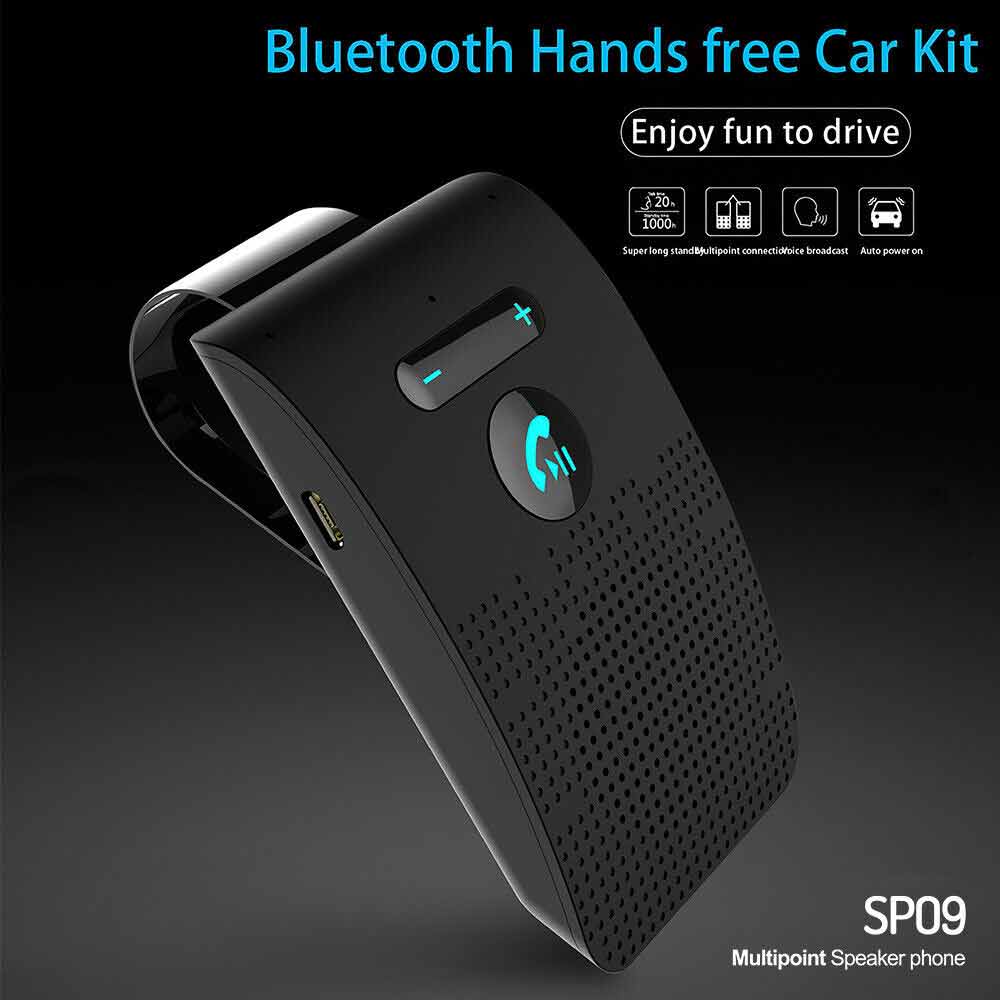 Bluetooth Hands-Free Sun Visor Wireless Phone Speaker Kit Car Speakerphone