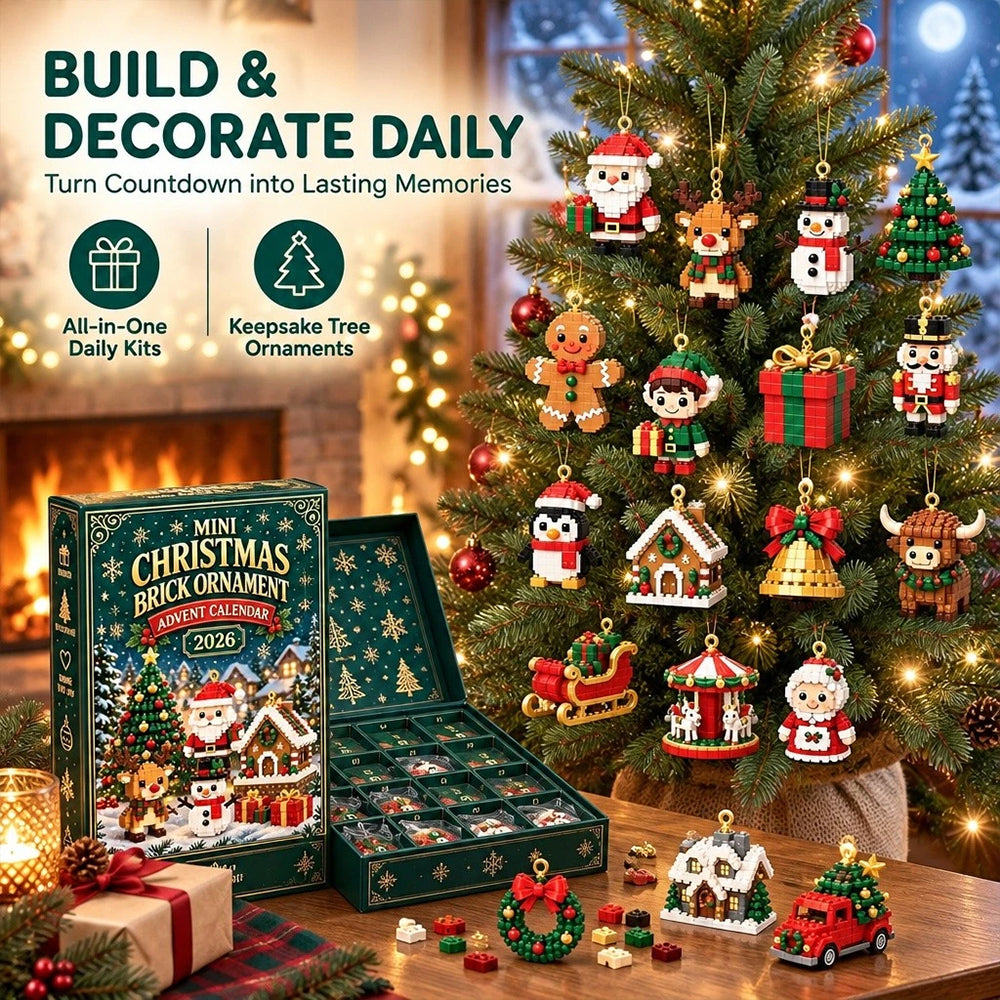 Christmas Brick Advent Calendar – 24 Mini Build Ornaments for Tree & Wreath