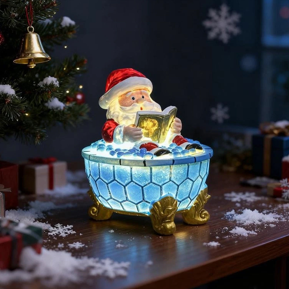 Christmas Santa Bubble Bath Lamp, Cute Santa Reading Books USB LED Lamp Decor
