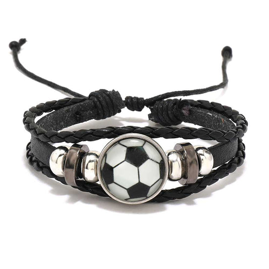 Luminous Football Fan Leather Bracelet Gift TO HIM Hand Rope Bracelet