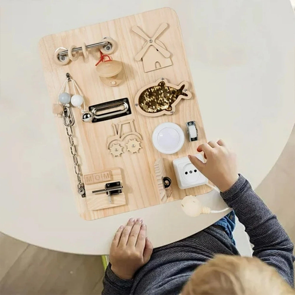 Montessori Busy Board - Educational Fidget Sensory Activity Board for Early Development
