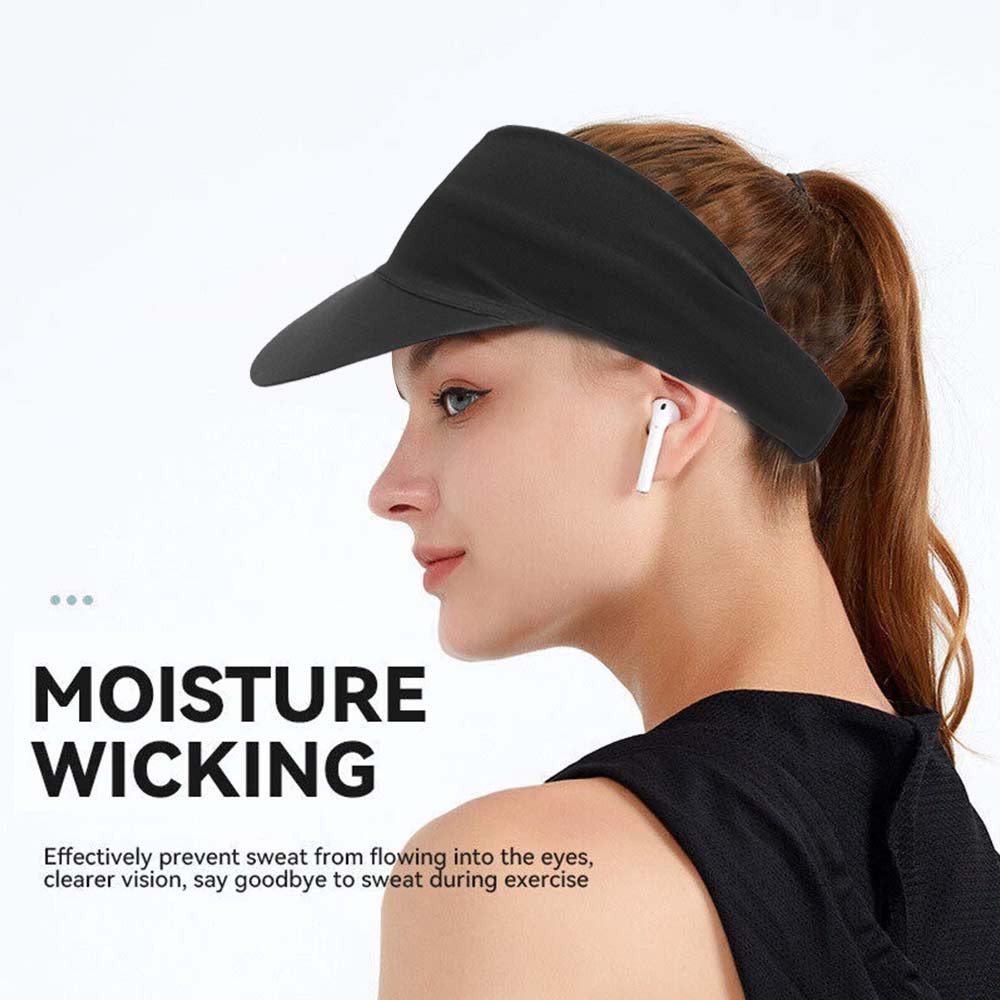 Sun Visor Elastic Sports Hat – Tennis & Golf Headband Cap for Women, Black