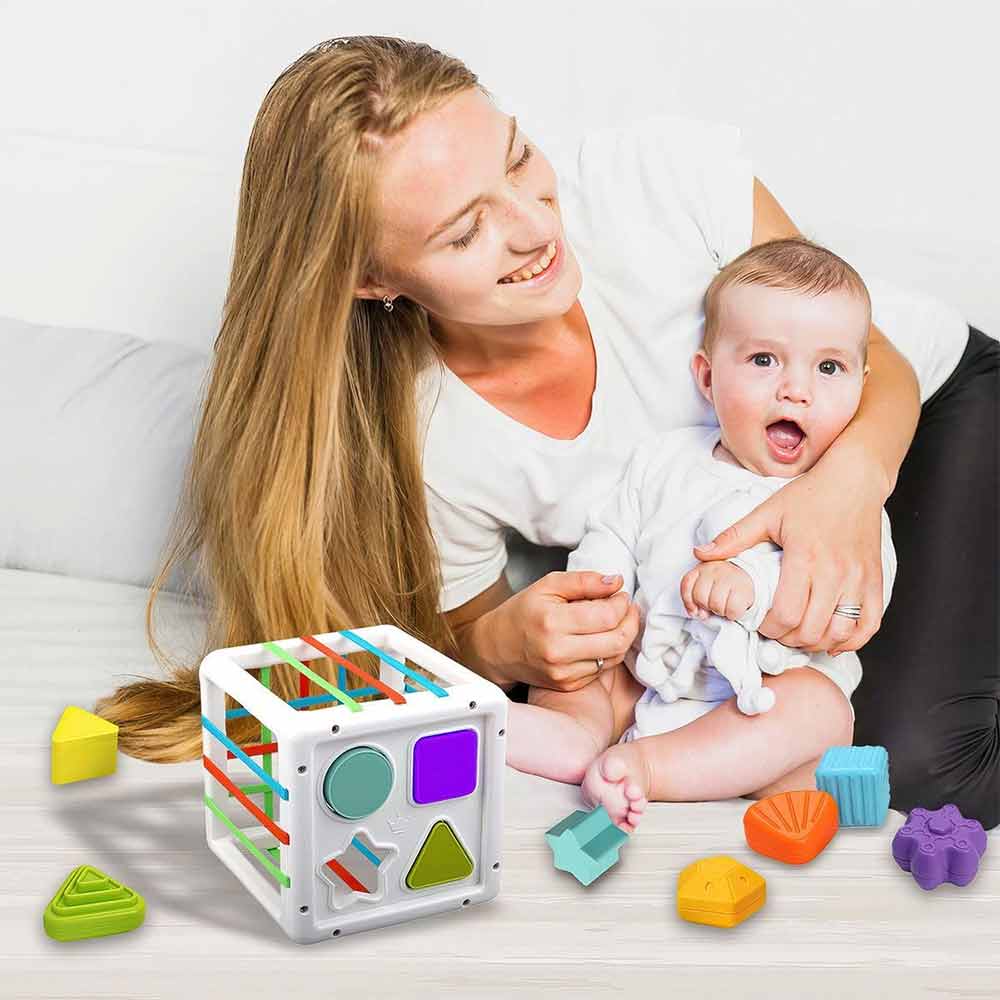 Montessori Sensory Toy – Shape Sorter & Stacking Blocks, Early Learning Set