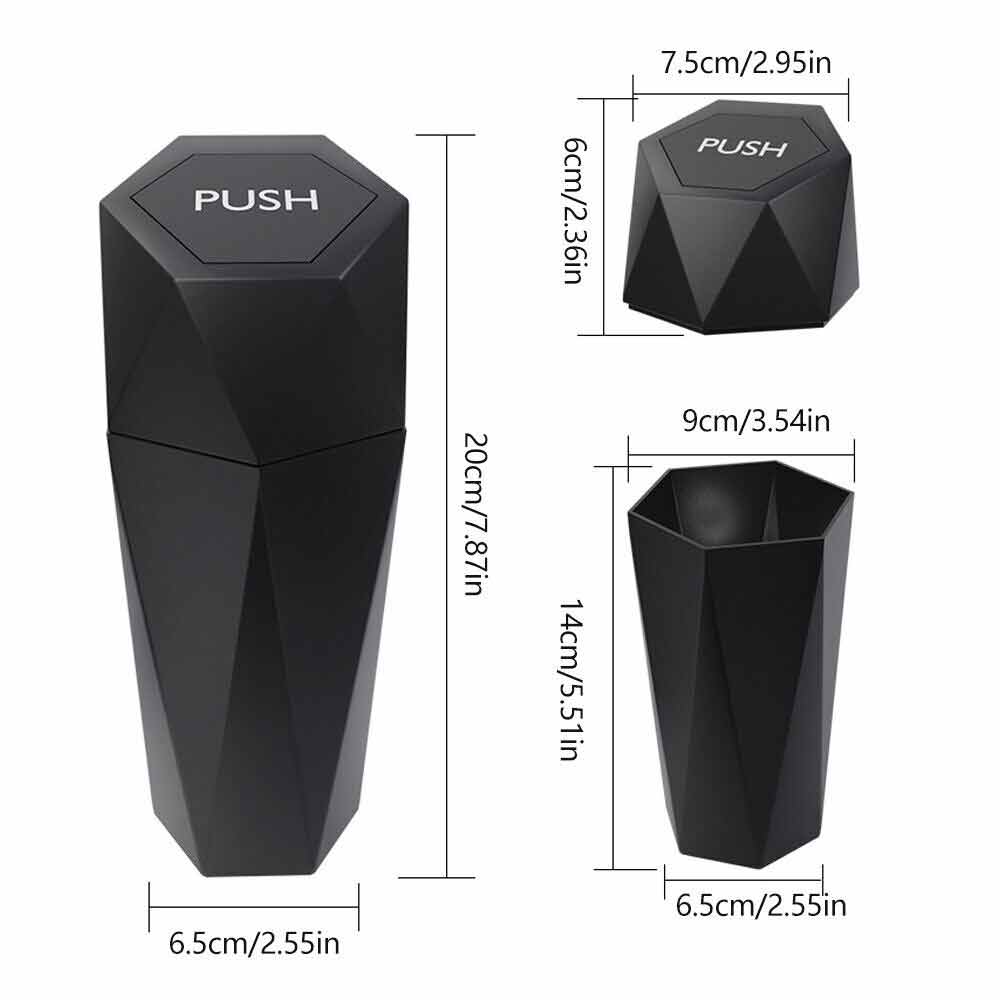 Mini Car Trash Can Bin Push with Lid Car Portable Garbage Can Car Accessories