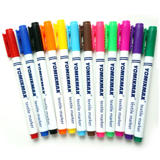12Colors Fabric-Markers-Permanent-Pen-Paint-Clothing-Textile-Dye-T-Shirt-DIY-Set