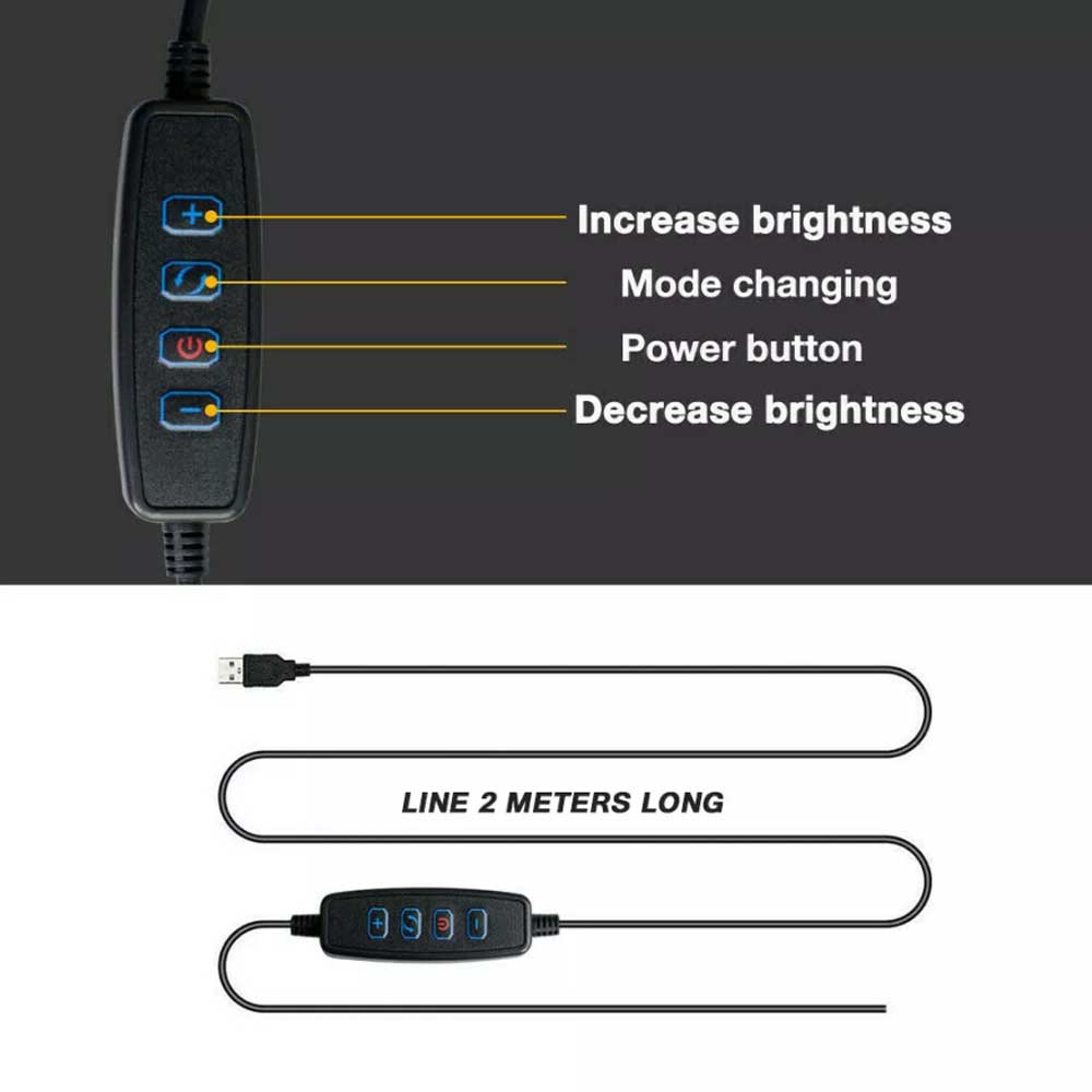 Modern Clip On LED Desk Lamp Eye Care USB Power Dimmable Light Adjustable Clamp