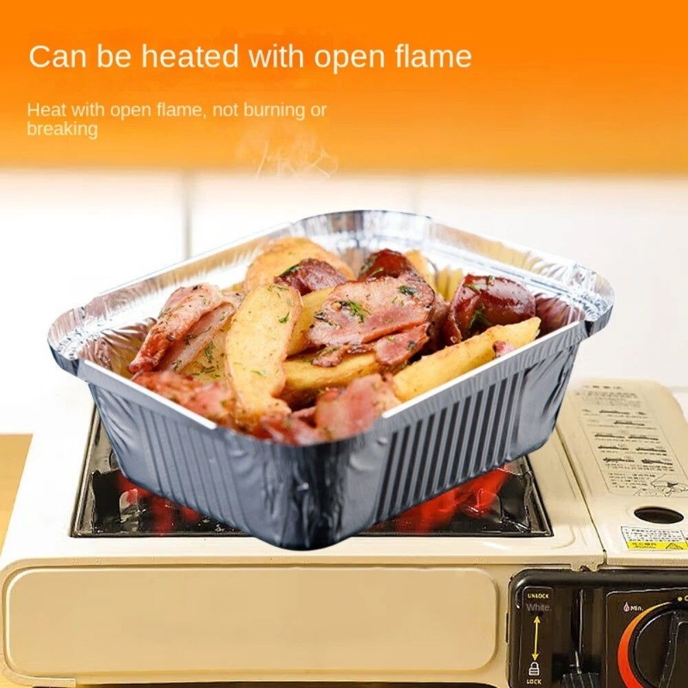 20Pcs Rectangle Air Fryer Aluminum Foil Pans -Oil-Proof BBQ Drip Trays (No Cover)