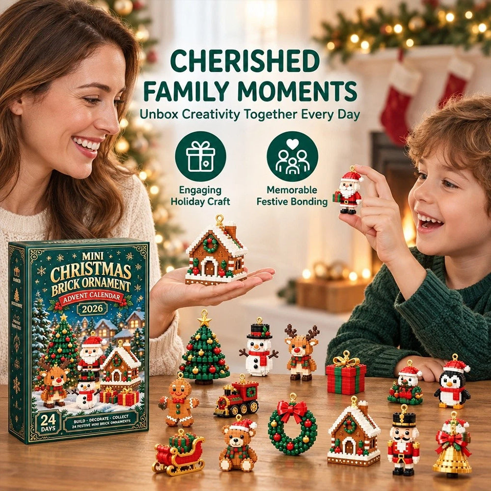 Christmas Brick Advent Calendar – 24 Mini Build Ornaments for Tree & Wreath