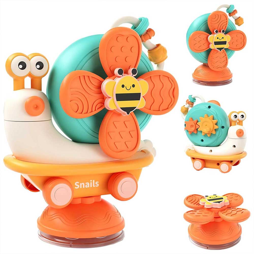 4 in 1 Baby Fidget Spinner Snail Windmill Set Suction Cup Infant Fun Bath Toy