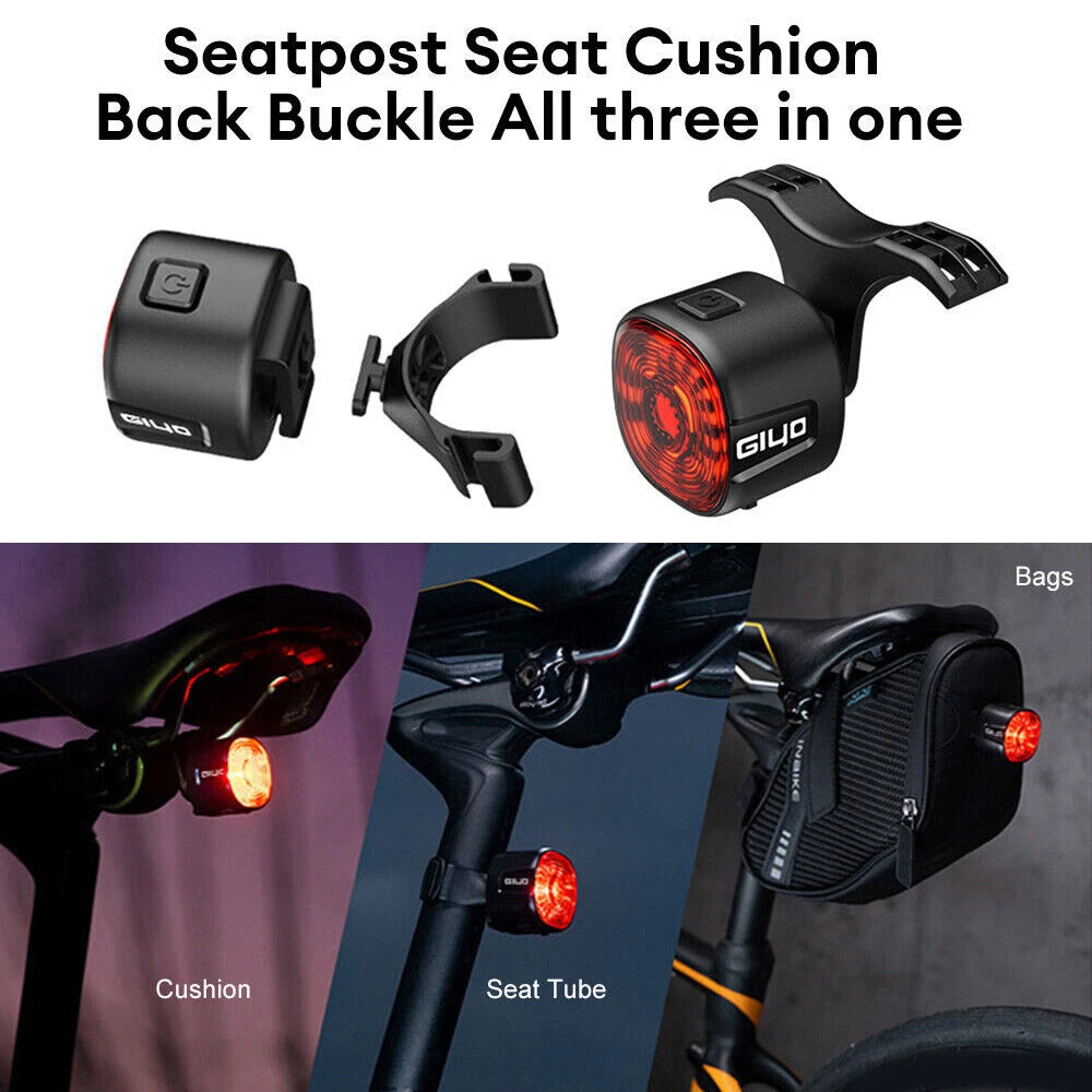 Mountain Bike Cycling LED Tail Light USB Rechargeable Bicycle Brake Rear Light
