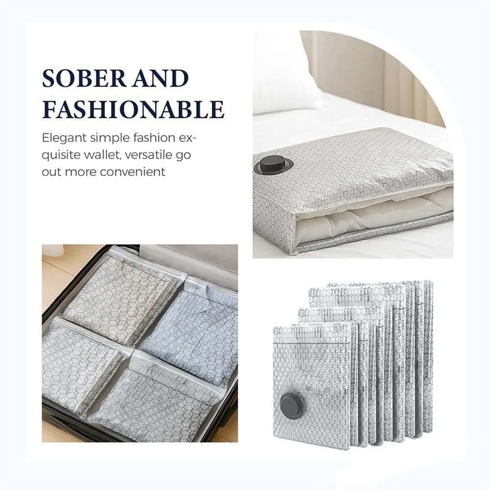 6-Pack Cordless Travel Vacuum Bag Set with Rechargeable Pump for Clothing Bedding Space Saving Storage