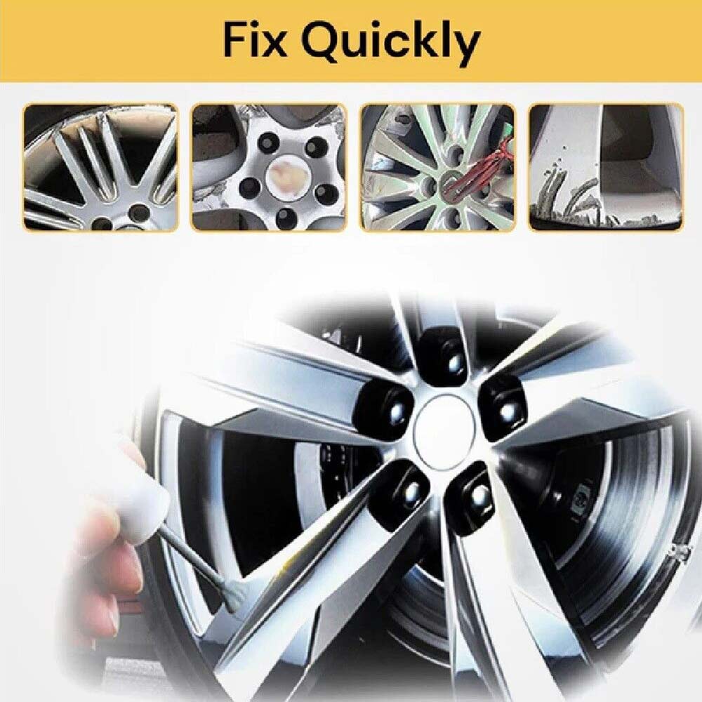 DIY Silver Alloy Wheel Rim Scuffs Scrape Car Kerb Damage Repairing Kit Fix Tool