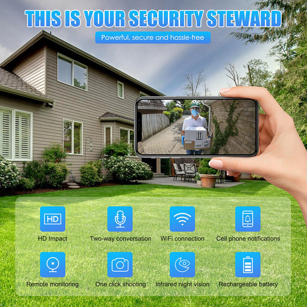Wireless Smart Video Doorbell WiFi Tuya Security Camera Bell Phone Door Ring