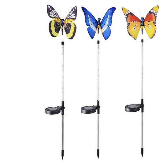 3PCS Solar Powered LED Light Butterfly Outdoor Garden Lawn Stake Lamp Waterproof