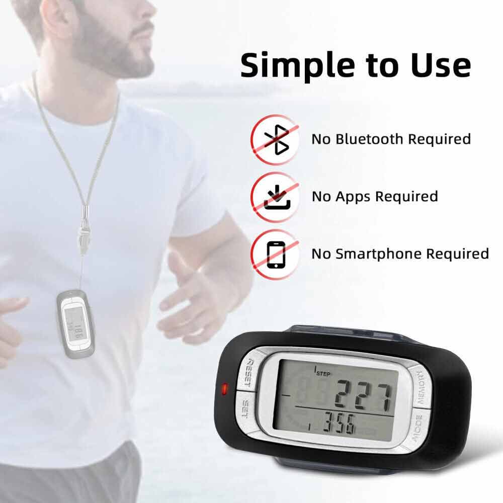 3D Sensor LCD Pedometer Step Walking Distance Calorie Counter Pedometer Clip on for Jogging Running