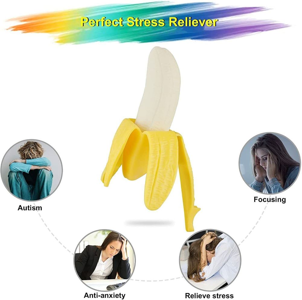 2-Pack Peeled Banana Squishy – Stress Relief Toy, Slow Rising Simulation Play