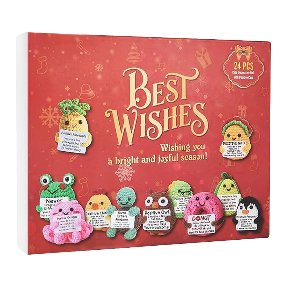 2025 Positive Crochet Advent Calendar 24 Days of 2D Crochet Animal Ornaments Inspirational Christmas Countdown Gift