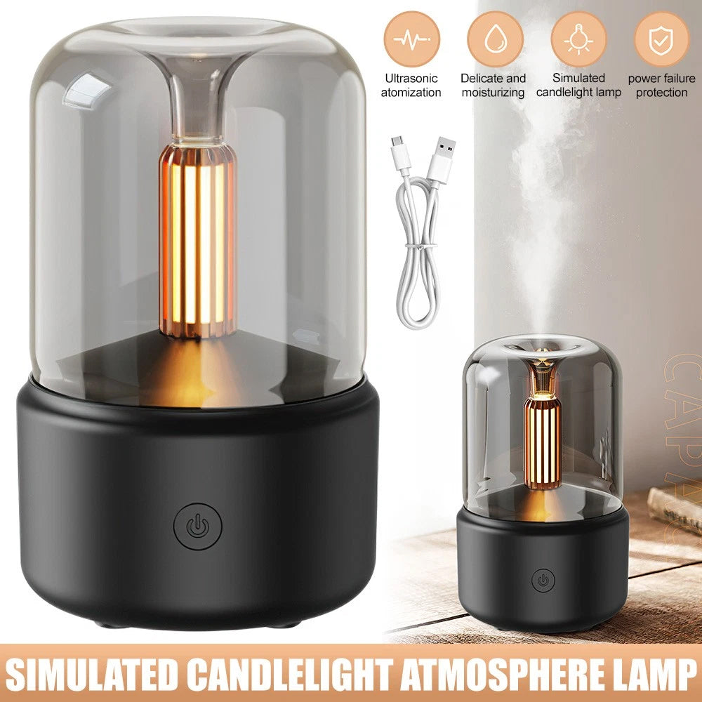 Black Vintage USB Candlelight Aroma Diffuser - 120ml Essential Oil Humidifier
