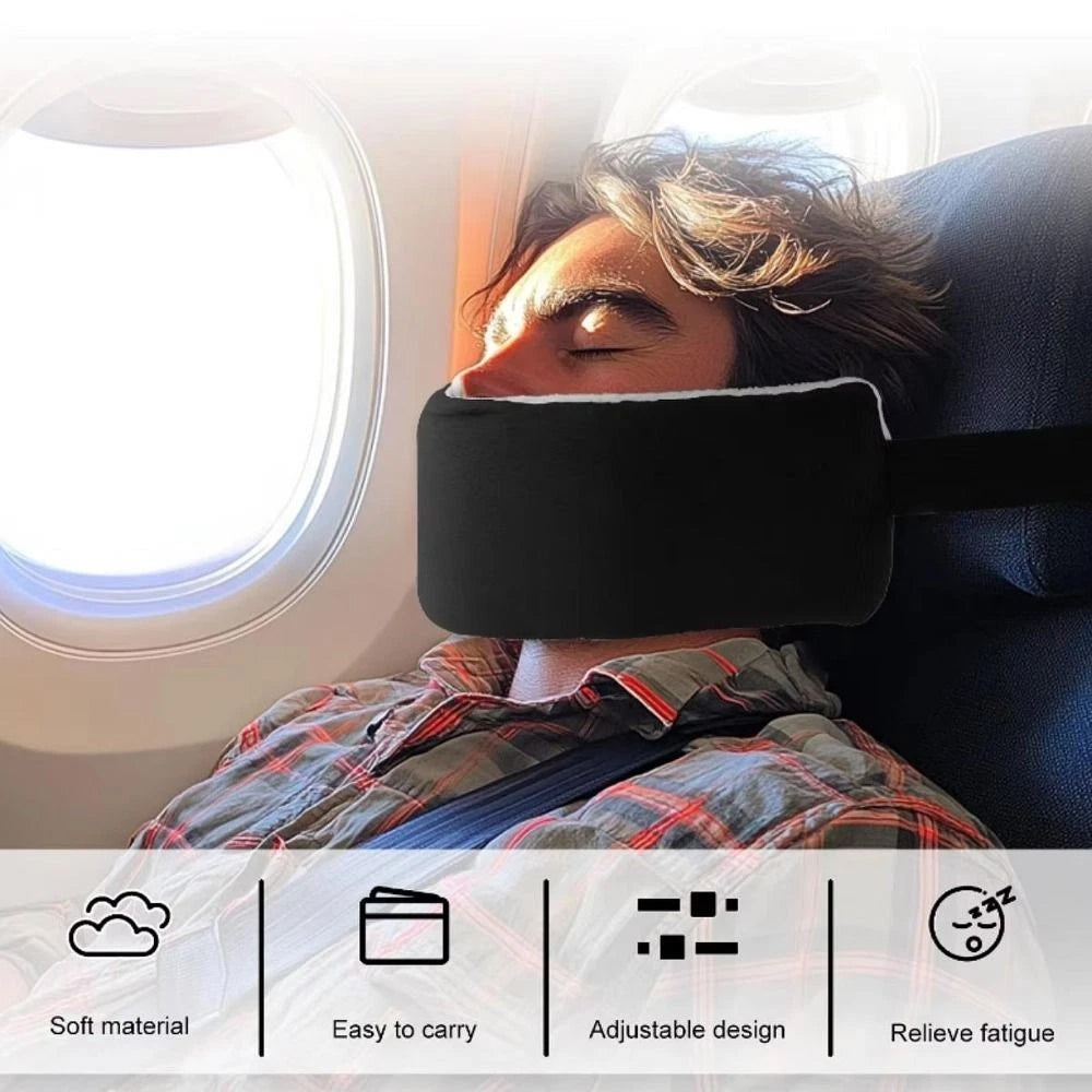 Neck Support Travel Pillow – Adjustable Head Strap for Airplane, Portable