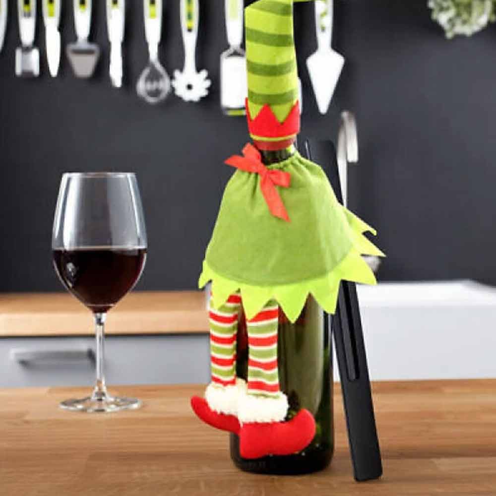 4PCS Christmas Bottle Toppers – Santa Hat Wine Covers for Holiday Table Decor