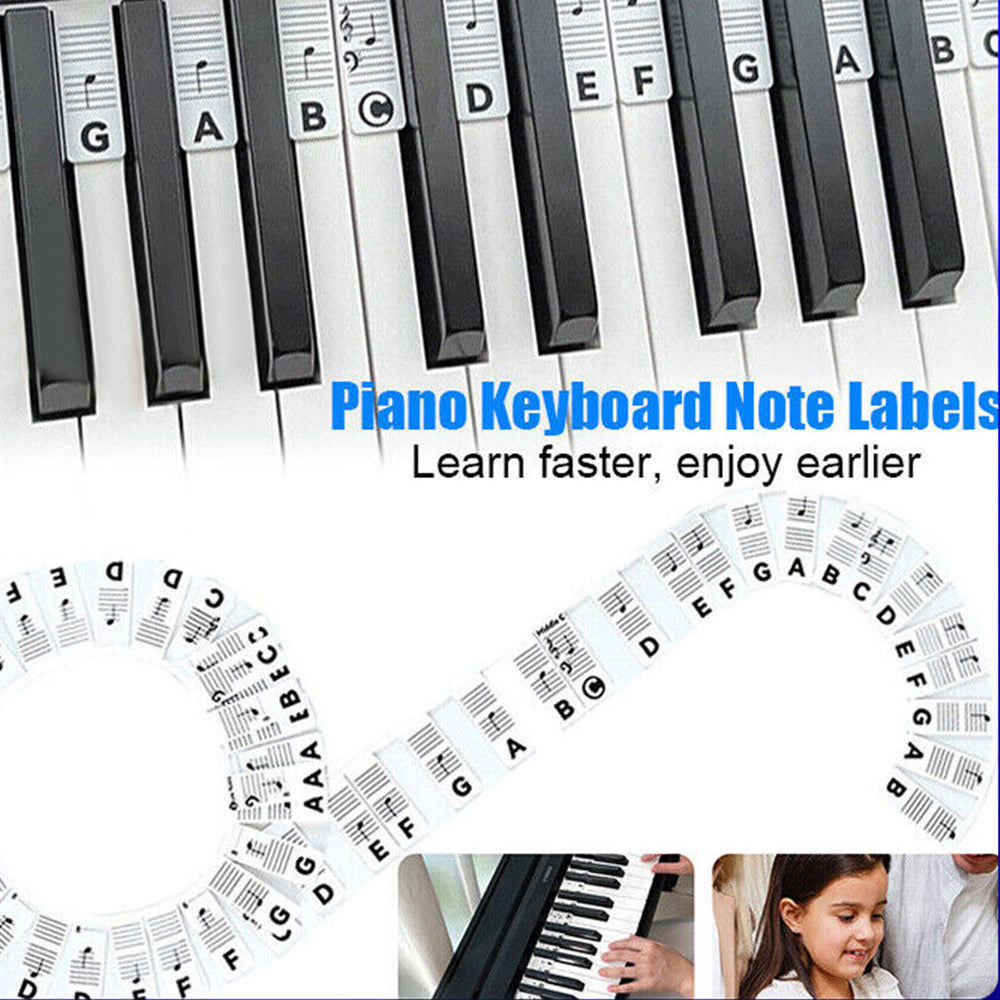 Removable Piano Keyboard Note Labels Reusable Silicone Piano Stickers for 88Keys