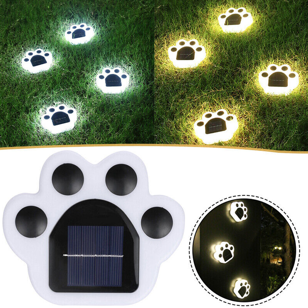 4PCS Animal Bear Paw Print Solar Power Light Outdoor Garden Yard Waterproof Lamp