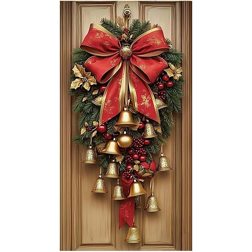 Christmas Door Cover & Wall Hanging - 180x90cm Festive Fabric Decoration for Holiday Party Decor