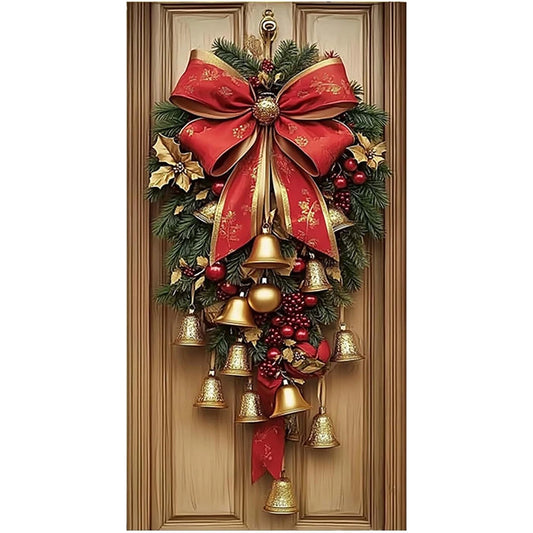 Christmas Door Cover & Wall Hanging - 180x90cm Festive Fabric Decoration for Holiday Party Decor