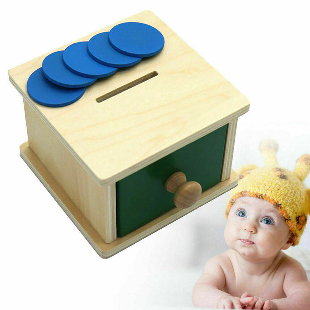 Wooden Educational Object Permanence Coin Box Ball Toy Early Learning