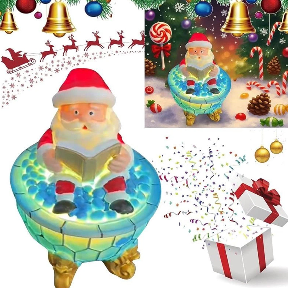 Christmas Santa Bubble Bath Lamp, Cute Santa Reading Books USB LED Lamp Decor