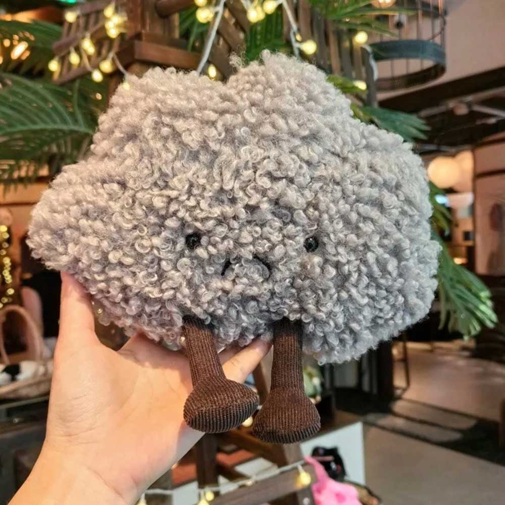 Amuseables Storm Cloud Plush – Grumpy Grey Cloud Soft Toy with Character Face & Legs