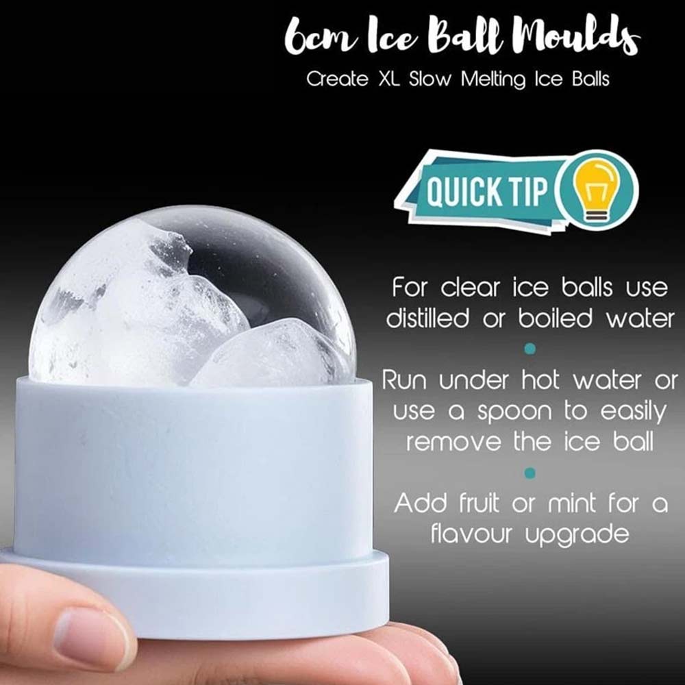 4X Large Ice Ball Maker Cube Tray - Big Silicone Sphere Mold for Whiskey Round Ice