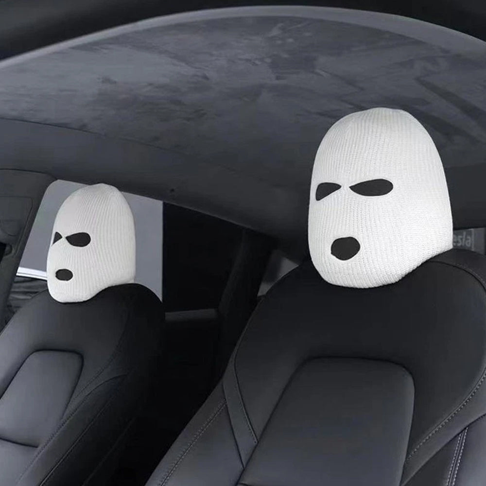 1 /2pcs Funny Car Headrest Covers - Emoji-Style Protective Decor for Front Seats