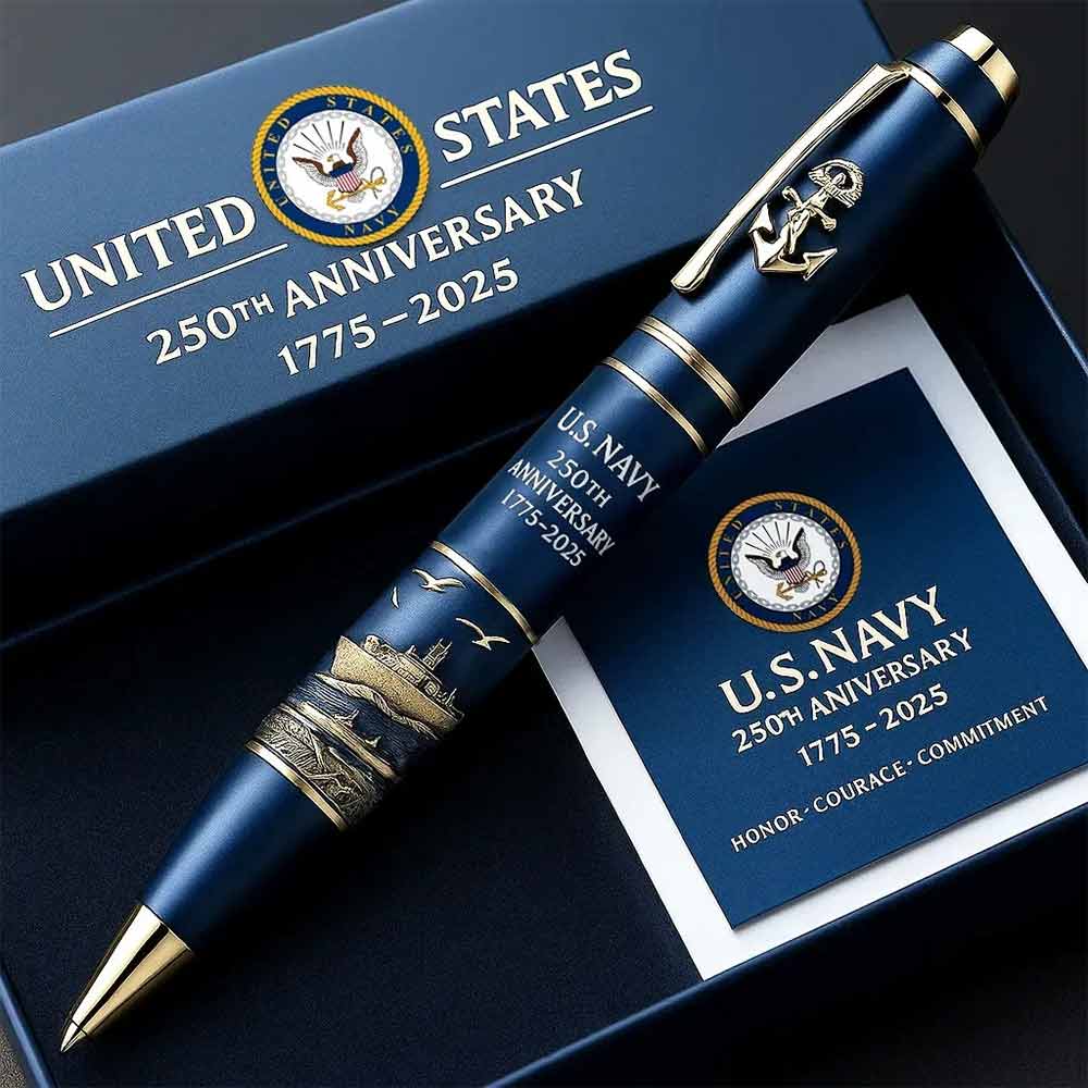U.S. Navy 250th Anniversary Commemorative Pen (1775–2025) – Naval Gift & Collectible